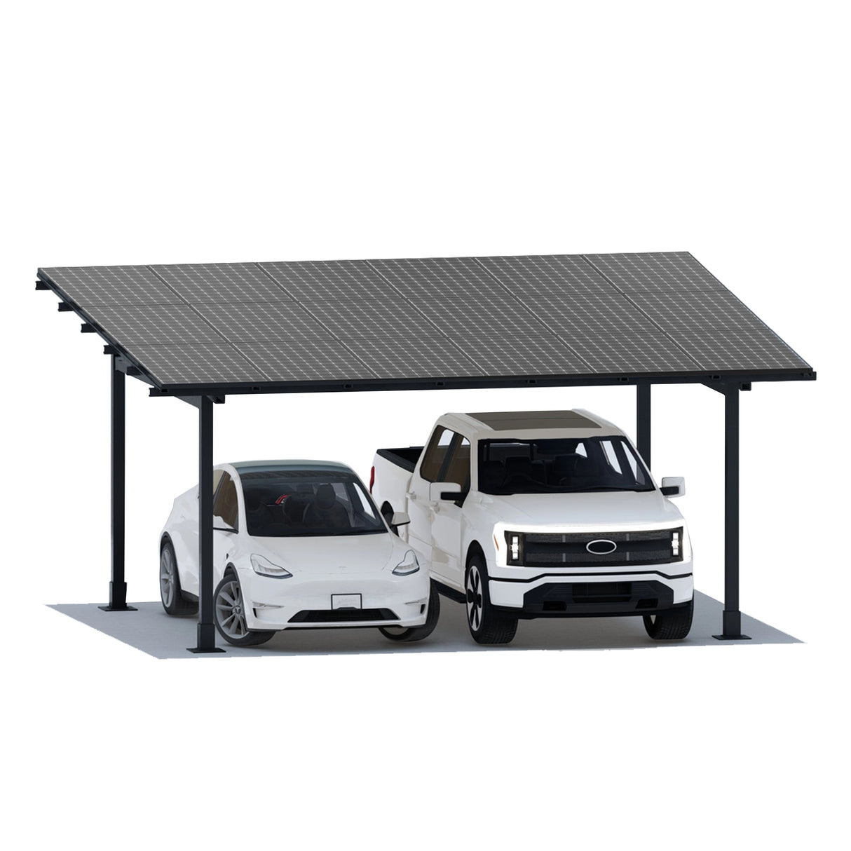 Complete 2-Car Solar Carport โ Steel Gazebo with 18 Solar Panels