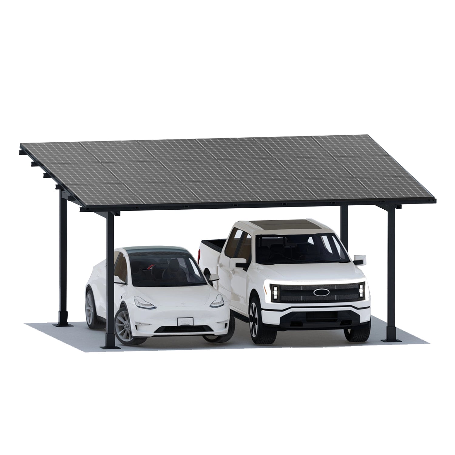 Complete 2-Car Solar Carport โ Steel Gazebo with 18 Solar Panels