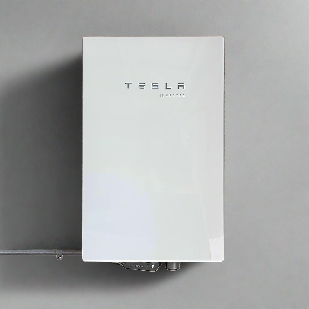 Tesla Powerwall battery energy storage system mounted on a wall.