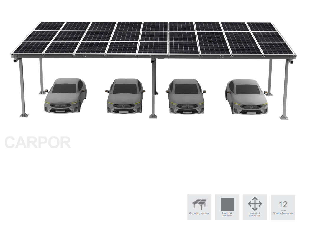 Steel Solar Carport / Gazebo Racking For 4 Cars 3x9 (Panels Sold Separately)