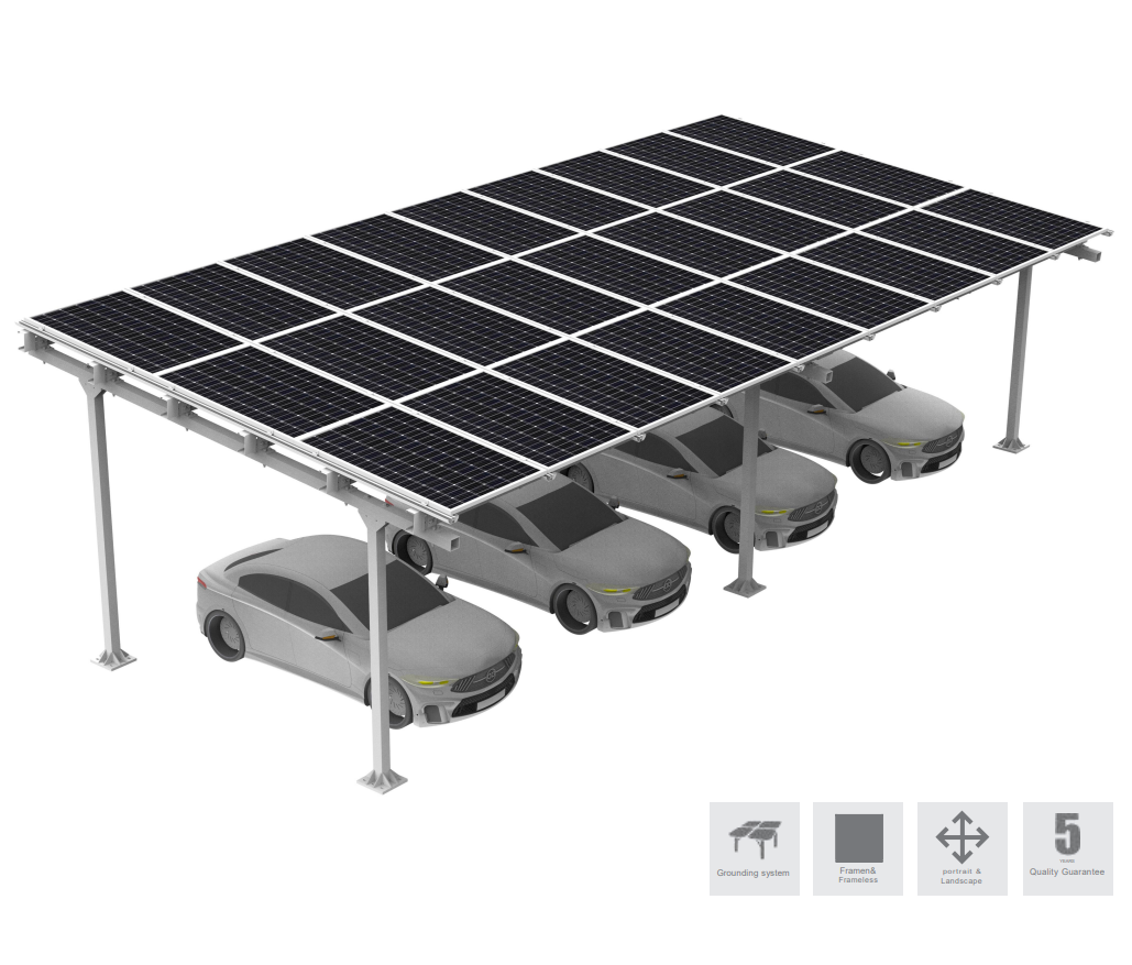 Steel Solar Carport / Gazebo Racking For 4 Cars 3x9 (Panels Sold Separately)