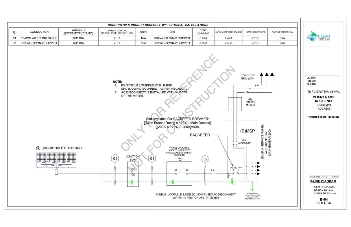 Solar System Design Plan 1.6 KW