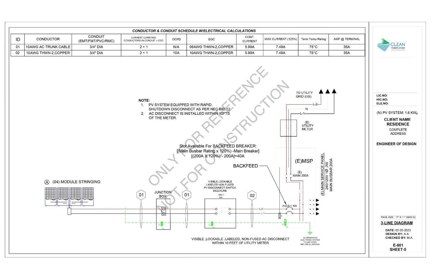 Solar System Design Plan 1.6 KW