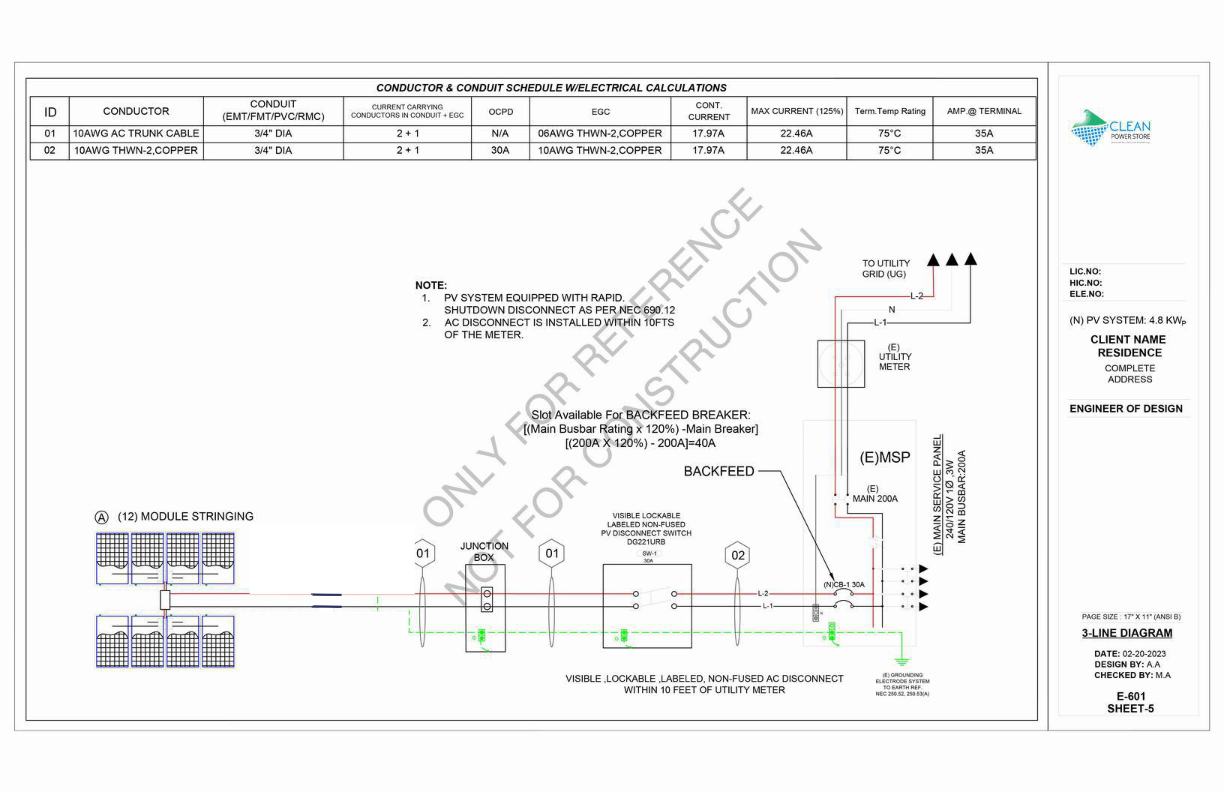 Solar System Design Plan 4.8 KW