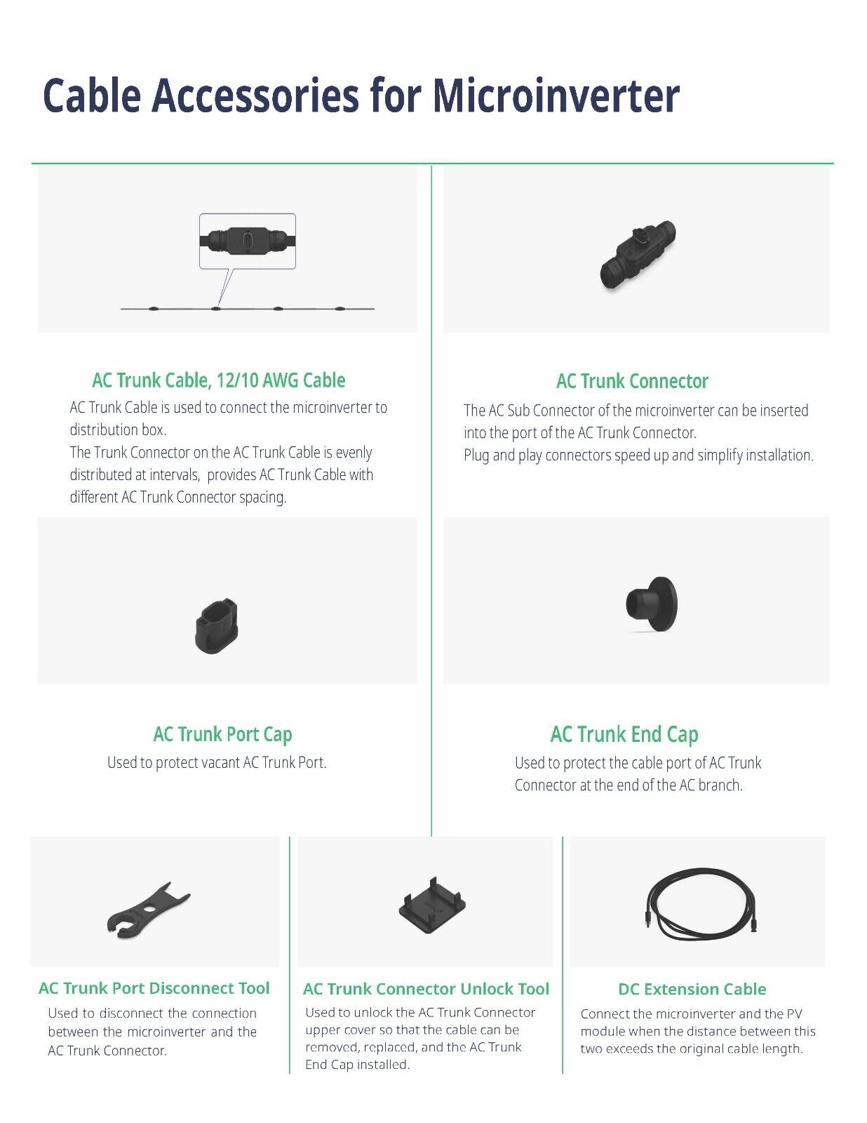 Cable and accessories for solar system (Micro Inverter)