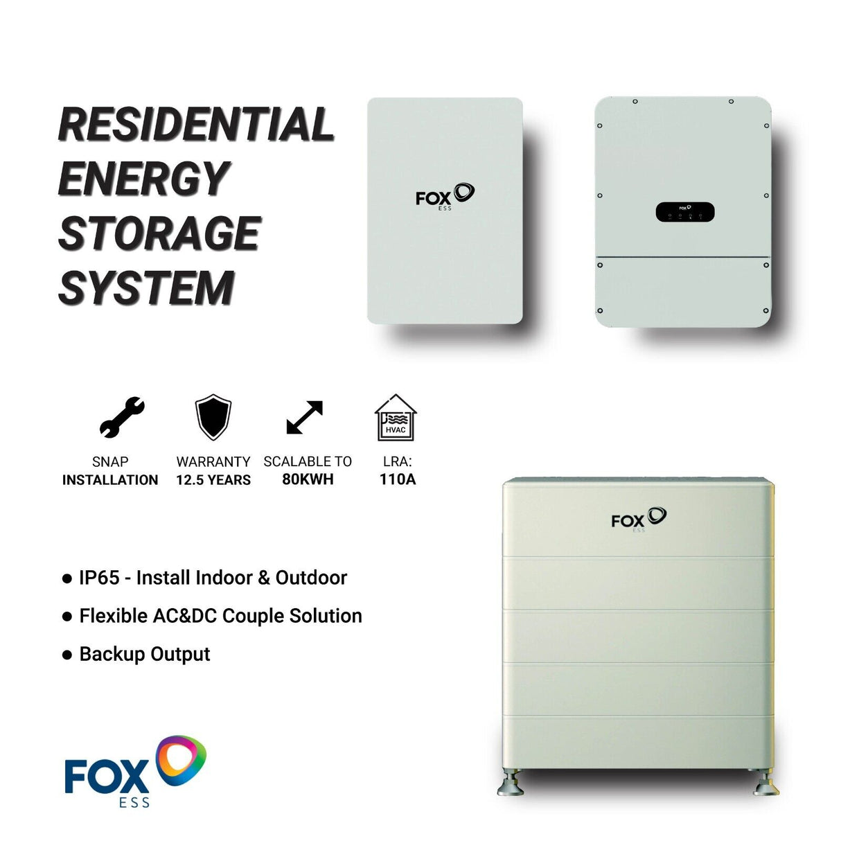 FOX Energy Storage System-11.4 kW Inverter & 20kWh Battery & ATS/Grid & Off-Grid