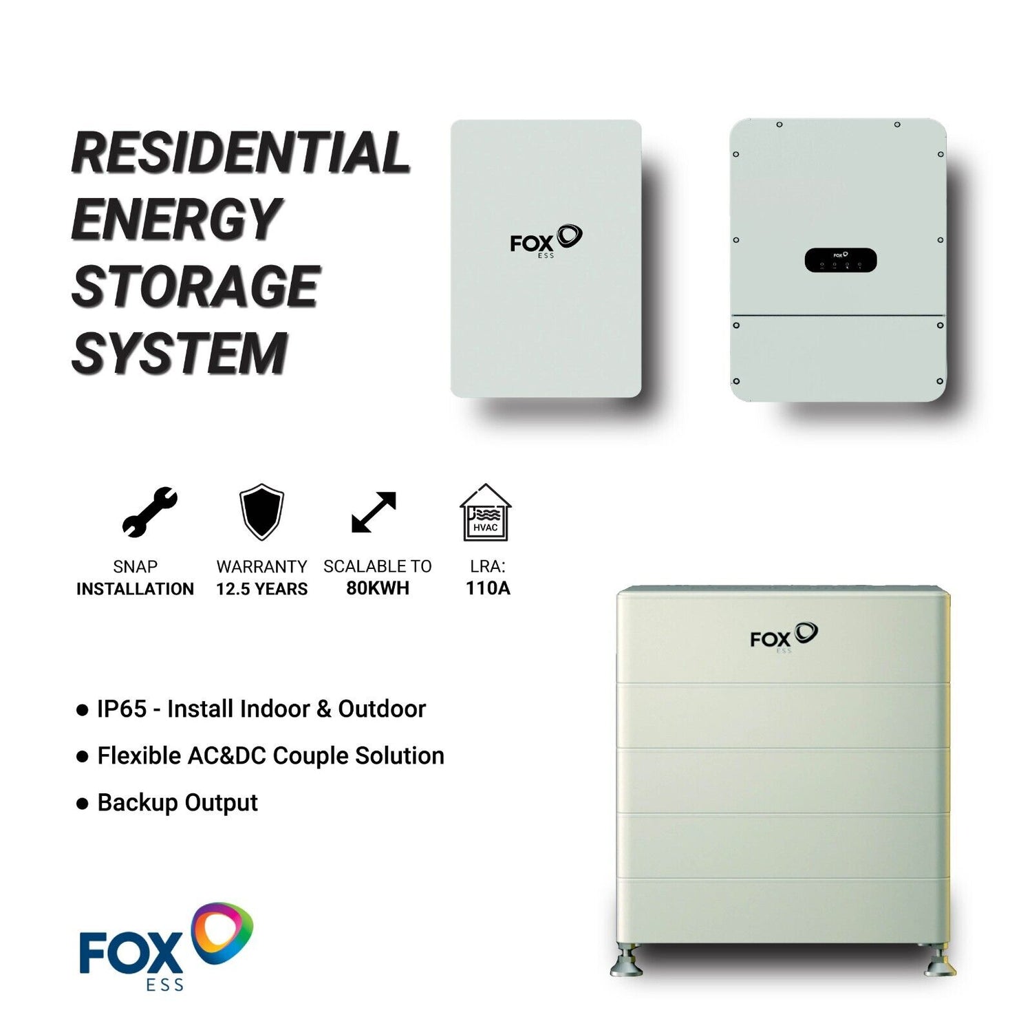 FOX Energy Storage System-11.4 kW Inverter & 20kWh Battery & ATS/Grid & Off-Grid
