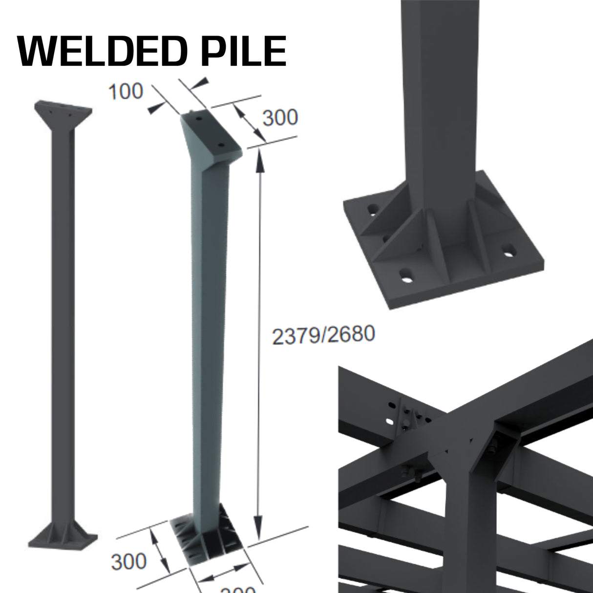 Steel Solar Carport / Gazebo Racking For 4 Cars 3x9 (Panels Sold Separately)