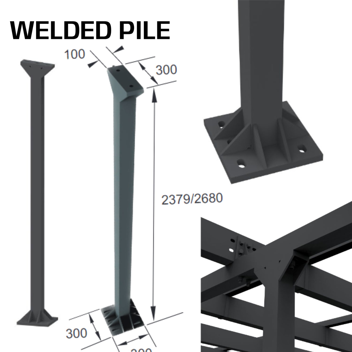 Steel Solar Carport / Gazebo Racking For 4 Cars 3x9 (Panels Sold Separately)