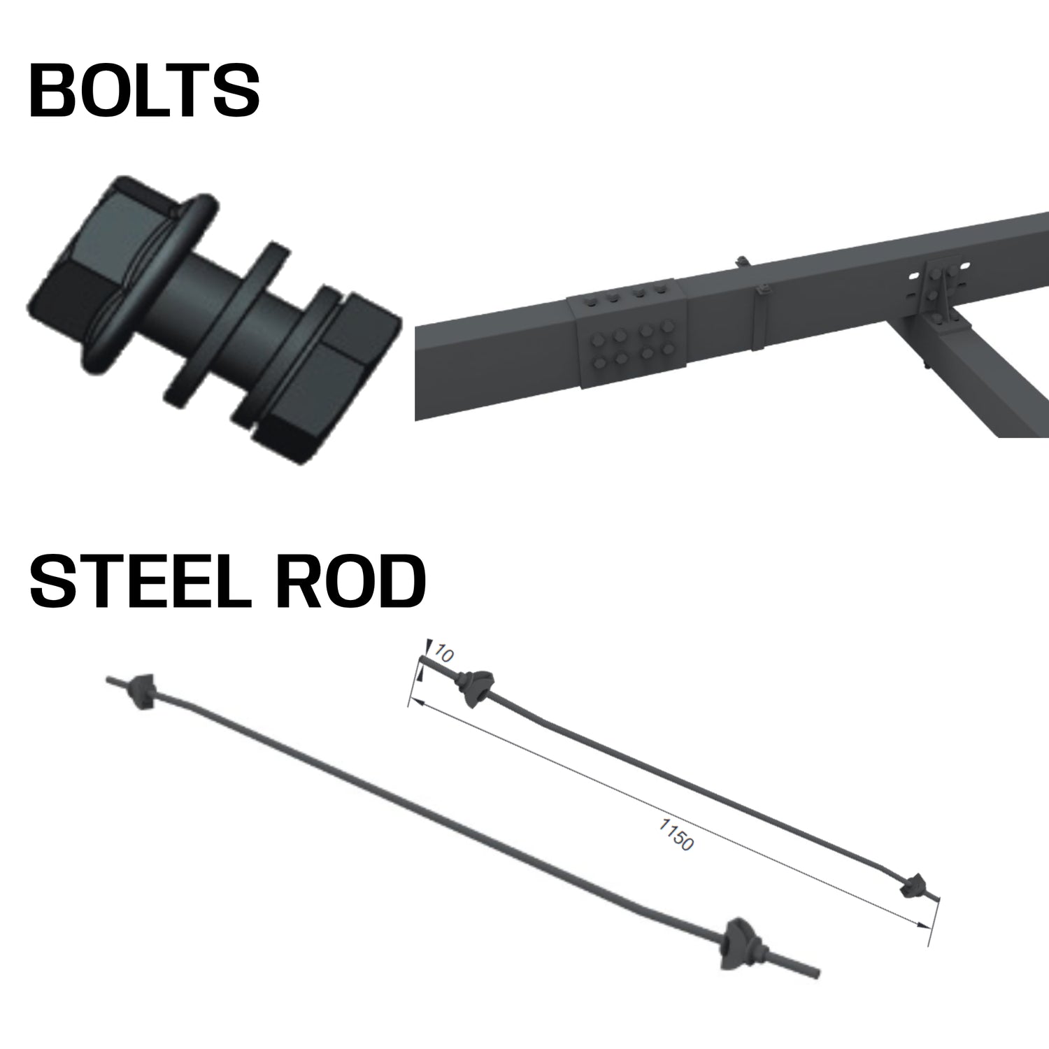 Steel Solar Carport / Gazebo Racking For 4 Cars 3x9 (Panels Sold Separately)