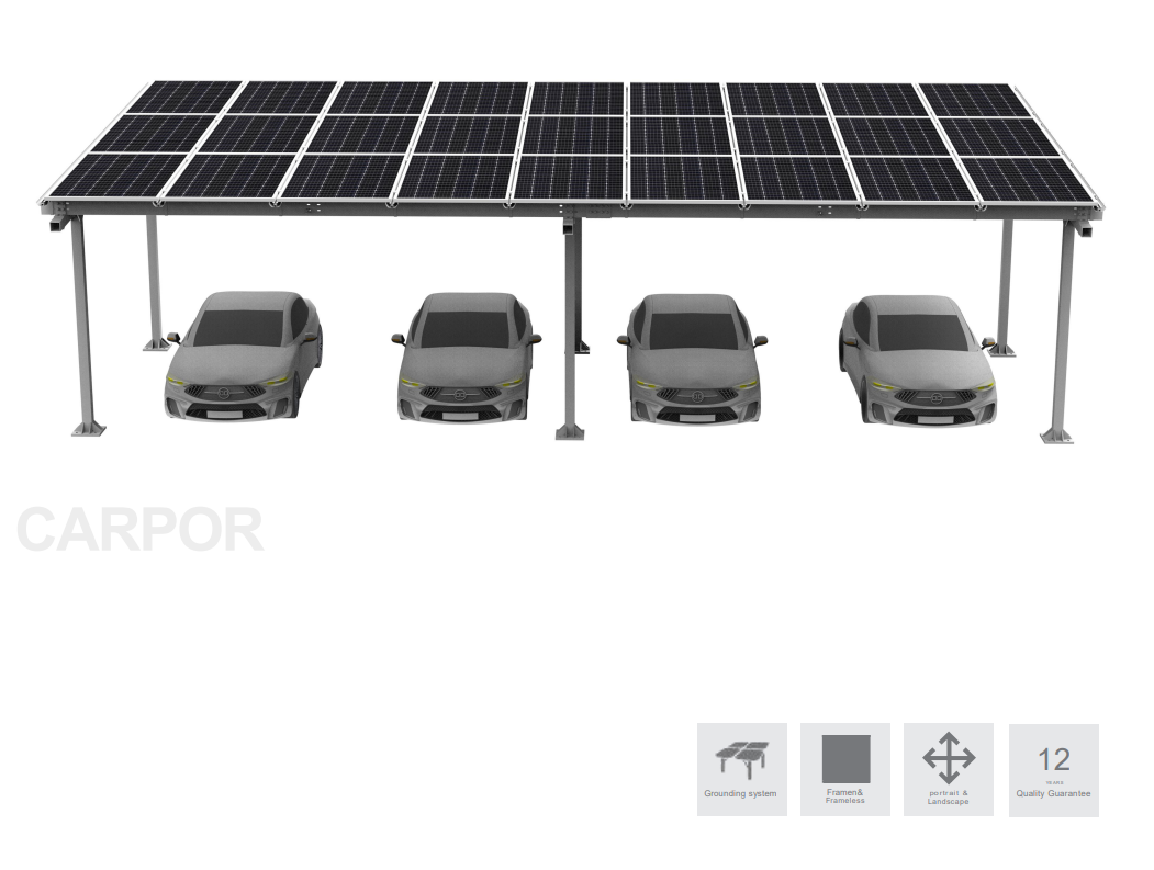 Steel Solar Carport / Gazebo Racking For 4 Cars 3x9 (Panels sold separately)