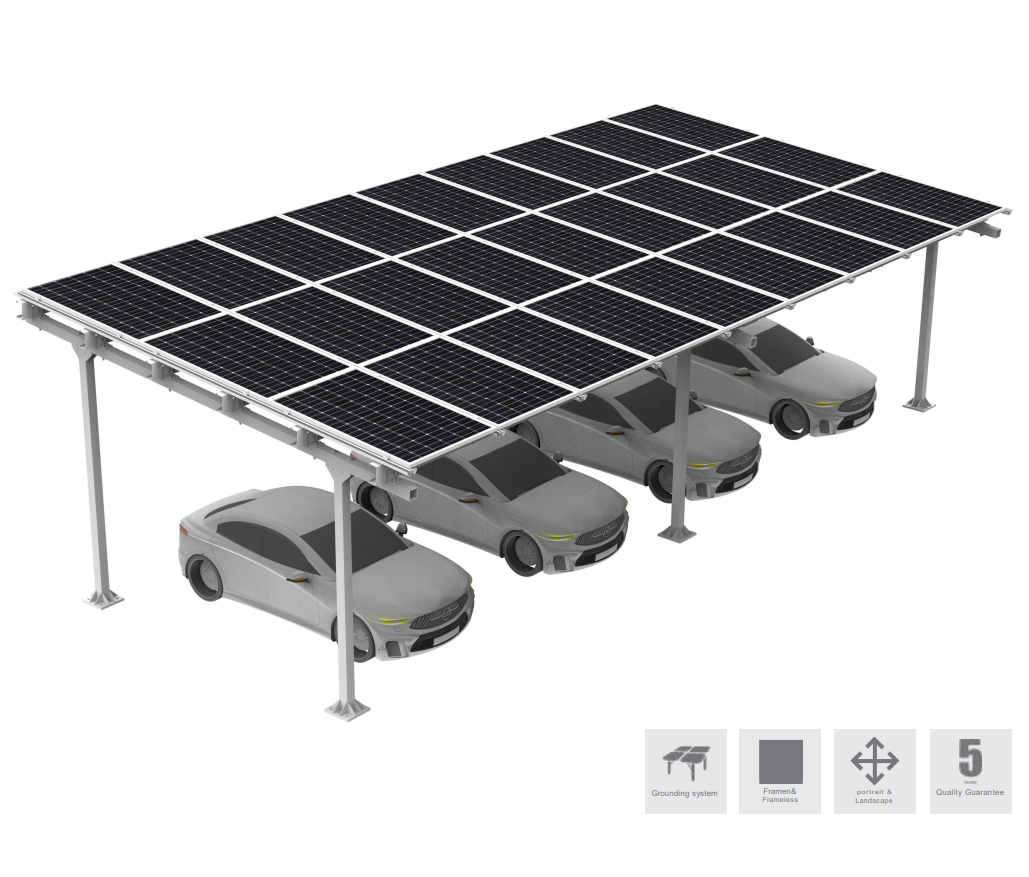 Steel Solar Carport / Gazebo Racking For 4 Cars 3x9 (Panels sold separately)