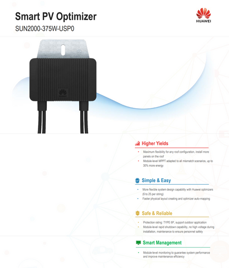 10x375W HUAWEI Smart PV Optimizers (SUN2000-375W-USP0) Enhanced Solar