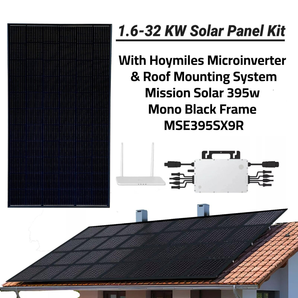 1.6KW-32KW DIY Solar Panel Kit Grid-Tie Micro-Inverter Racking Home Solar System