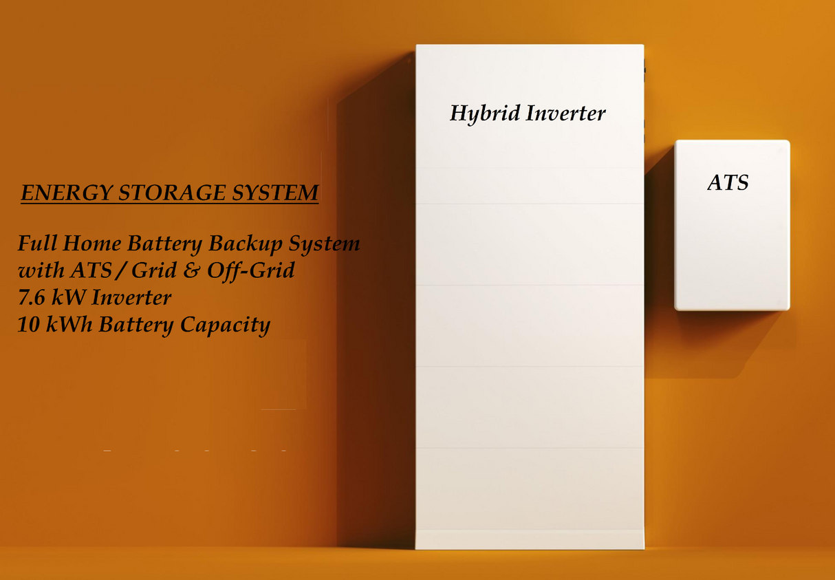 ENERGY STORAGE SYSTEM 7.6kWatt Inverter & 10kWh storage capacity DIY Full Home Battery Backup system with ATS /  Grid & Off-Grid