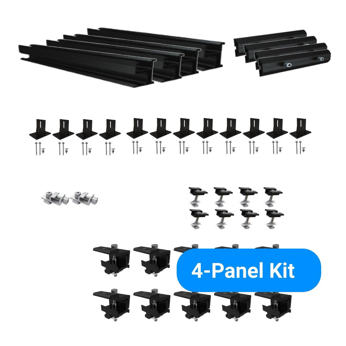 Solar Panel Roof Rack Kit | 4-24 x 300-400W Panels, Easy DIY Installation Asphalt shingle Roofs