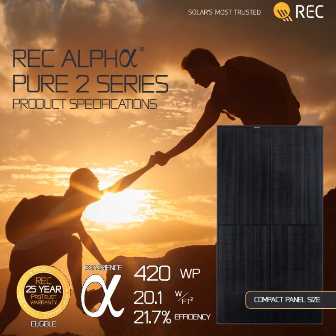 REC 420AA PURE-R BLACK Mono Solar Panel for High Efficiency Reliable Solar Power