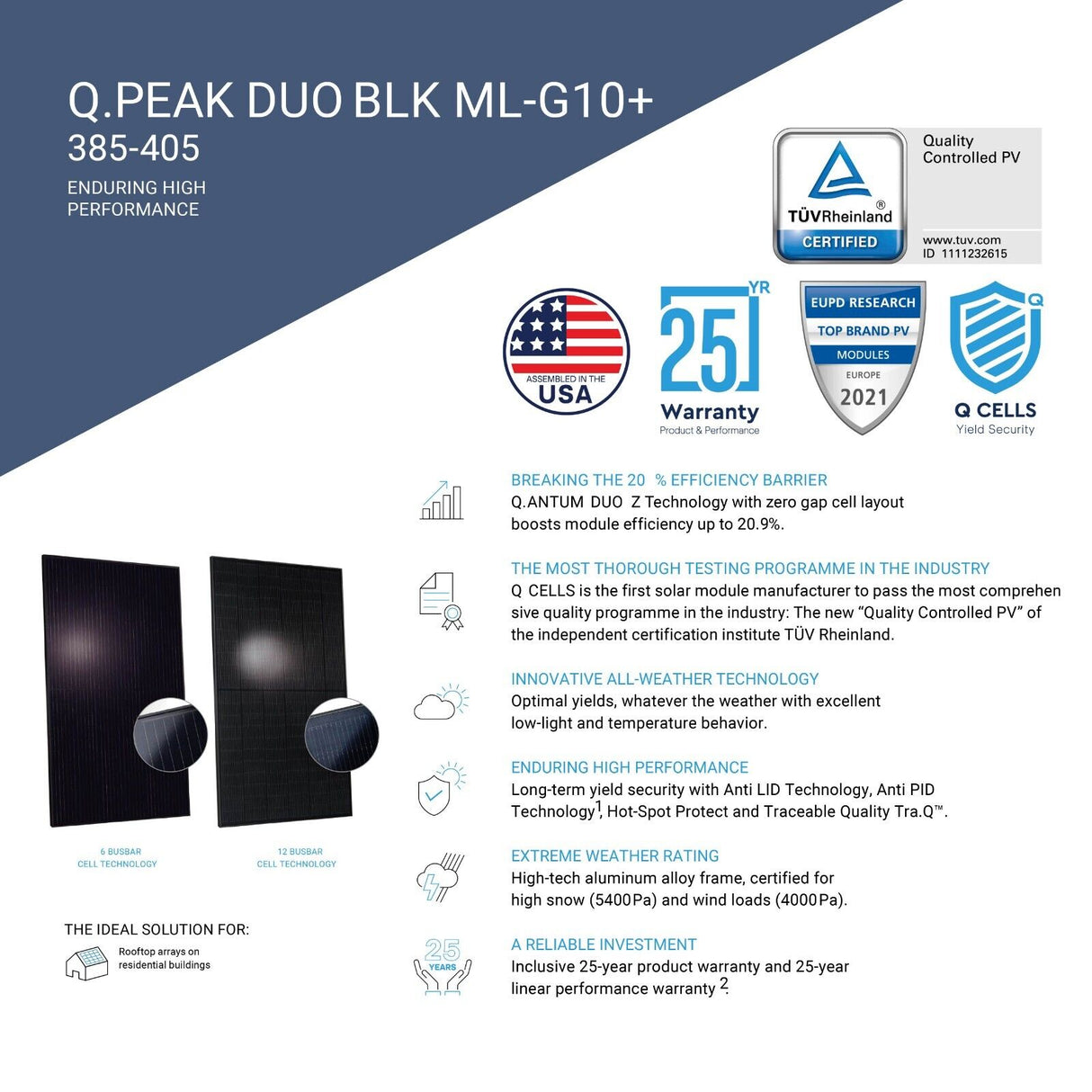 Q.PEAK DUO BLK ML G10+ 410W Solar Panel