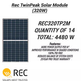 14x REC 320W Mono Solar Panels (REC320TP2M) High Efficiency and Durable