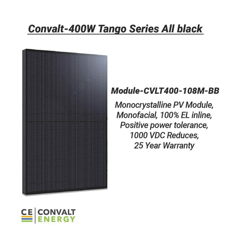 CONVALT 400W Solar Panel - High Efficiency Monocrystalline PV Module Series All black