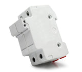 2 Pack - Din Rail 2 Pole Mounted Fuse Holder with Fuse 30A 10x38mm, Fits 35mm White Gray