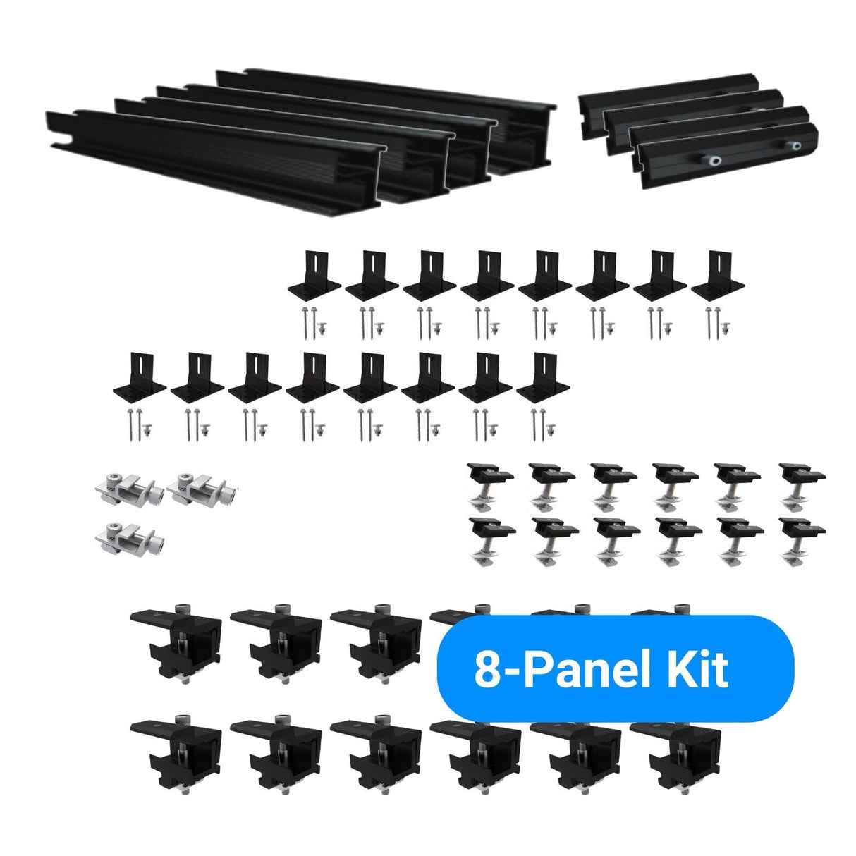 Solar Panel Roof Rack Kit | 4-24 x 300-400W Panels, Easy DIY Installation Asphalt shingle Roofs