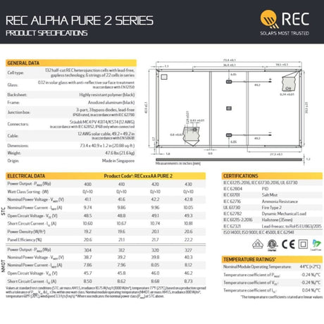 REC 420AA PURE-R BLACK Mono Solar Panel for High Efficiency Reliable Solar Power