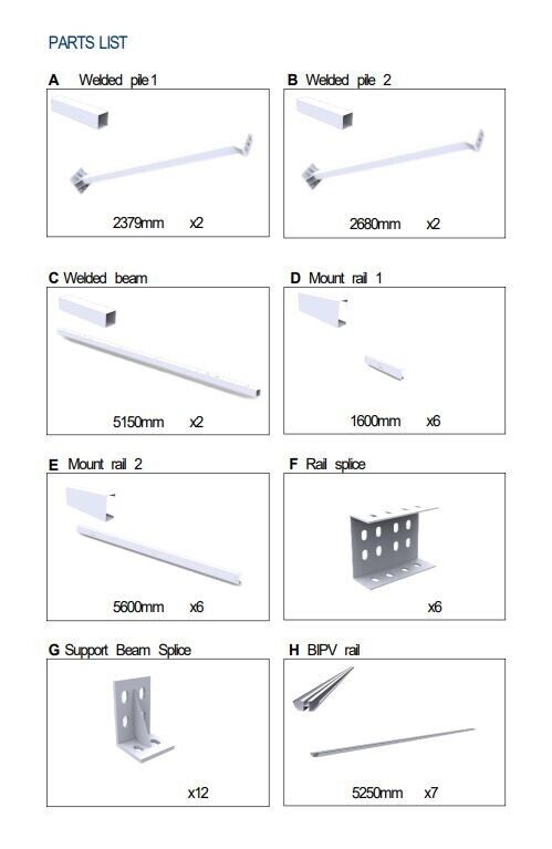 Steel Solar Carport / Gazebo Racking For 2 Cars 3x6 (Panels sold separately)