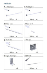 Steel Solar Carport / Gazebo Racking For 2 Cars 3x6 (Panels sold separately)