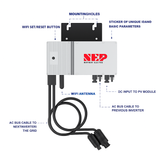 Diagram of a solar inverter with labeled parts and Northern Electric brand logo.