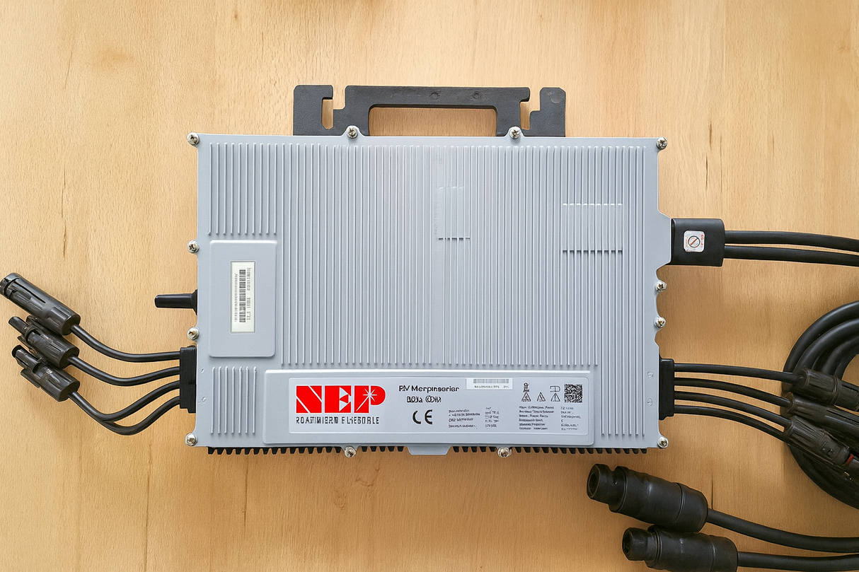 Electrical component with cables on a wooden surface