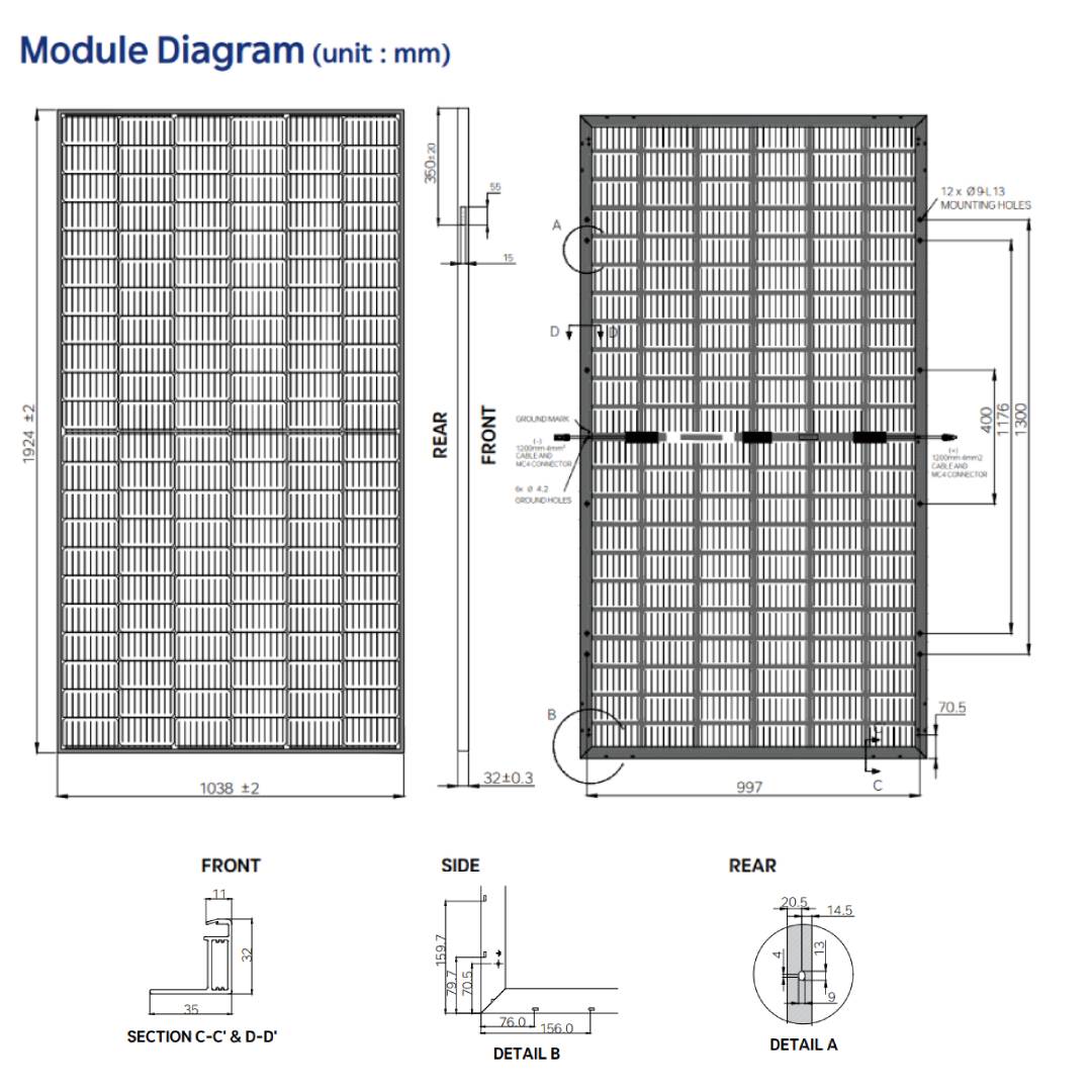 Hyundai 410W All Black Bifacial Monocrystalline Solar Panel – HiS-S410YH(BK)