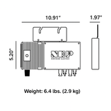 Technical drawing of a device with dimensions and weight information, featuring the Northern Electric logo.