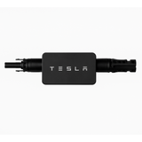 Black Tesla vehicle charging cable on a white background