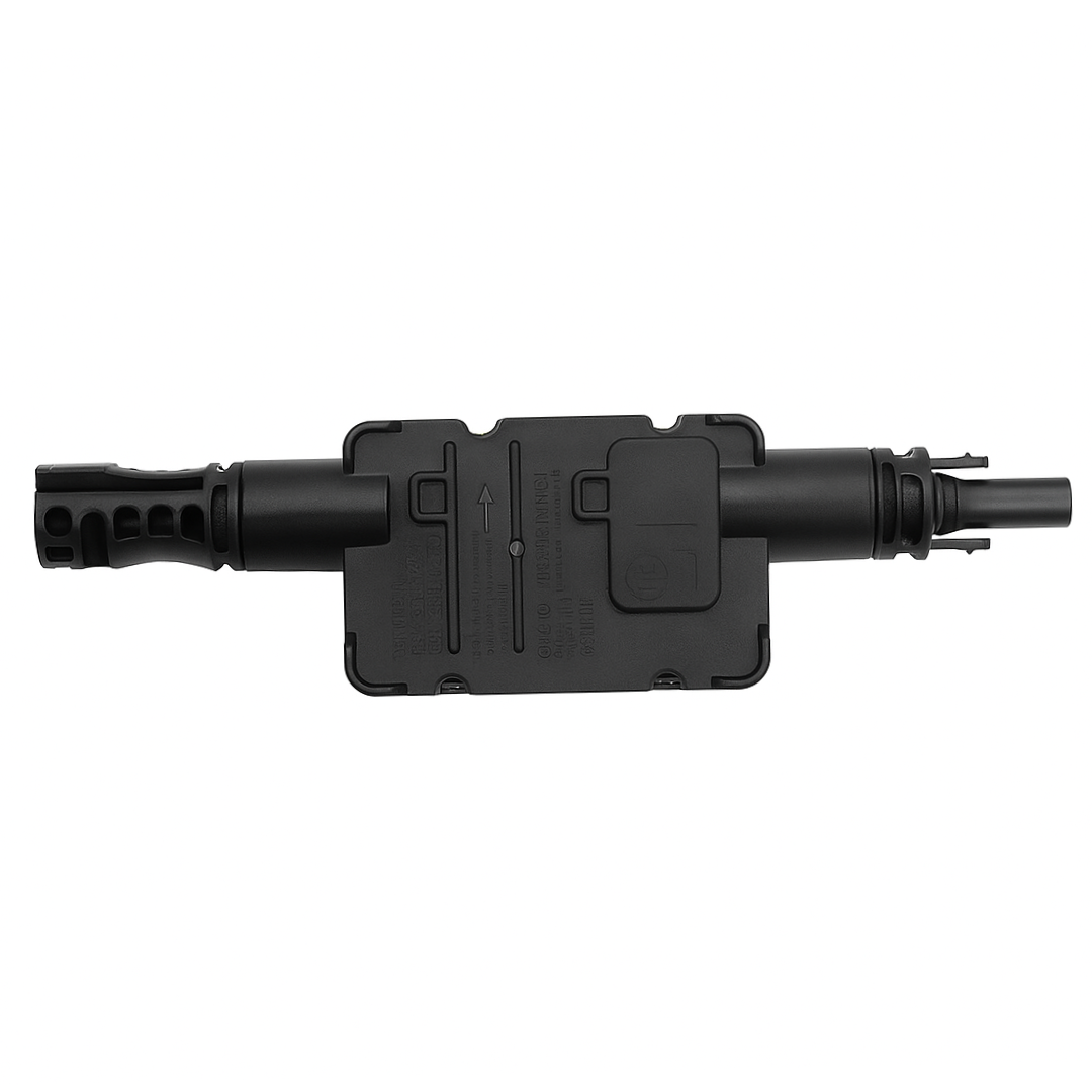 Black plastic component on a white background