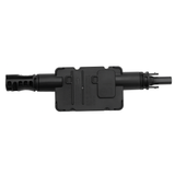 Black plastic component on a white background