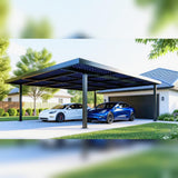 Complete 2-Car Solar Carport – Waterproof Steel Gazebo with 18 Solar Panels