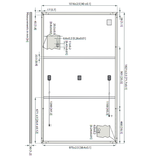 Technical drawing of a rectangular frame with dimensions labeled