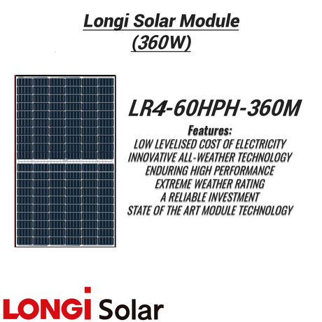 Longi 360W Mono Solar Panel (LR4-60HPH-360M) - High Efficiency, Brand New