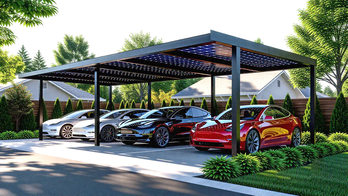 Steel Solar Carport / Gazebo Racking For 4 Cars 3x9 (Panels Sold Separately)
