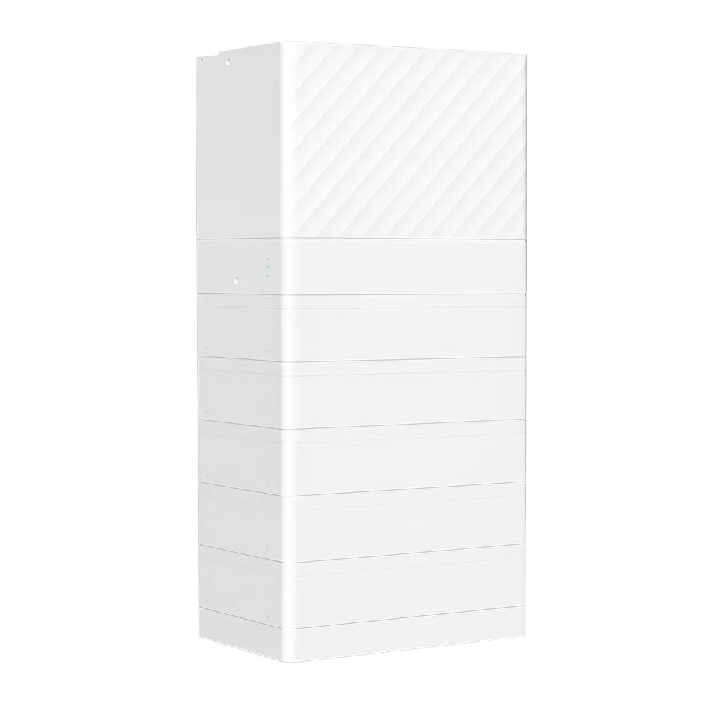 An image depicting the Fox ESS PowerQ All-in-One Residential Energy Storage System, which is a tall, white modular battery enclosure designed for outdoor installation.