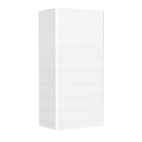An image depicting the Fox ESS PowerQ All-in-One Residential Energy Storage System, which is a tall, white modular battery enclosure designed for outdoor installation.