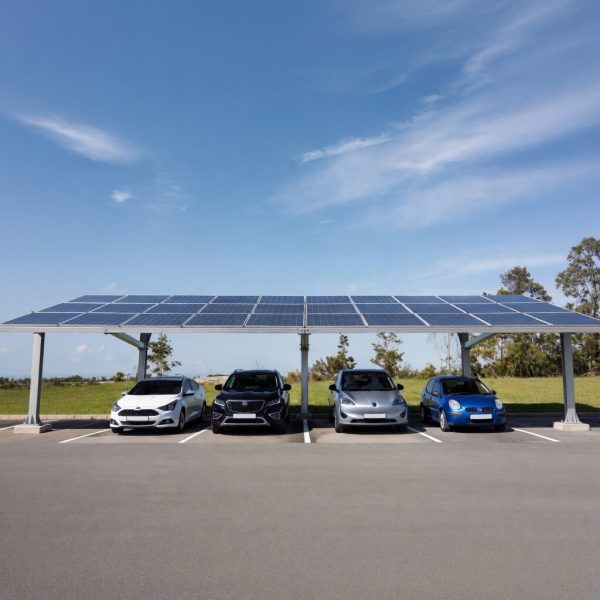 Steel Solar 2-Car Carport/Gazebo - Black, Panels Sold Separately, Solar Ready, Outdoor