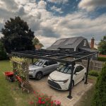 Steel Solar 2-Car Carport/Gazebo - Black, Panels Sold Separately, Solar Ready, Outdoor