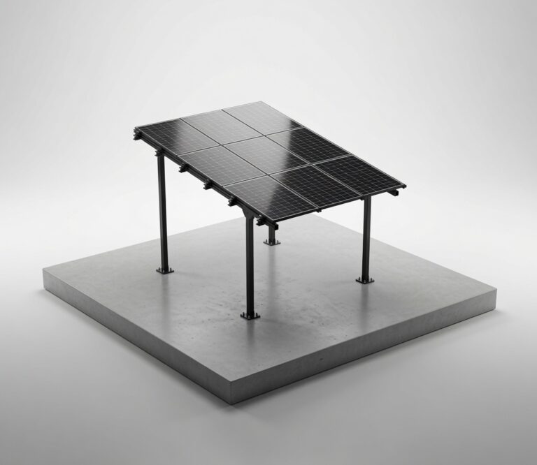 Close-up of BIPV rails, clamps and gutter system
